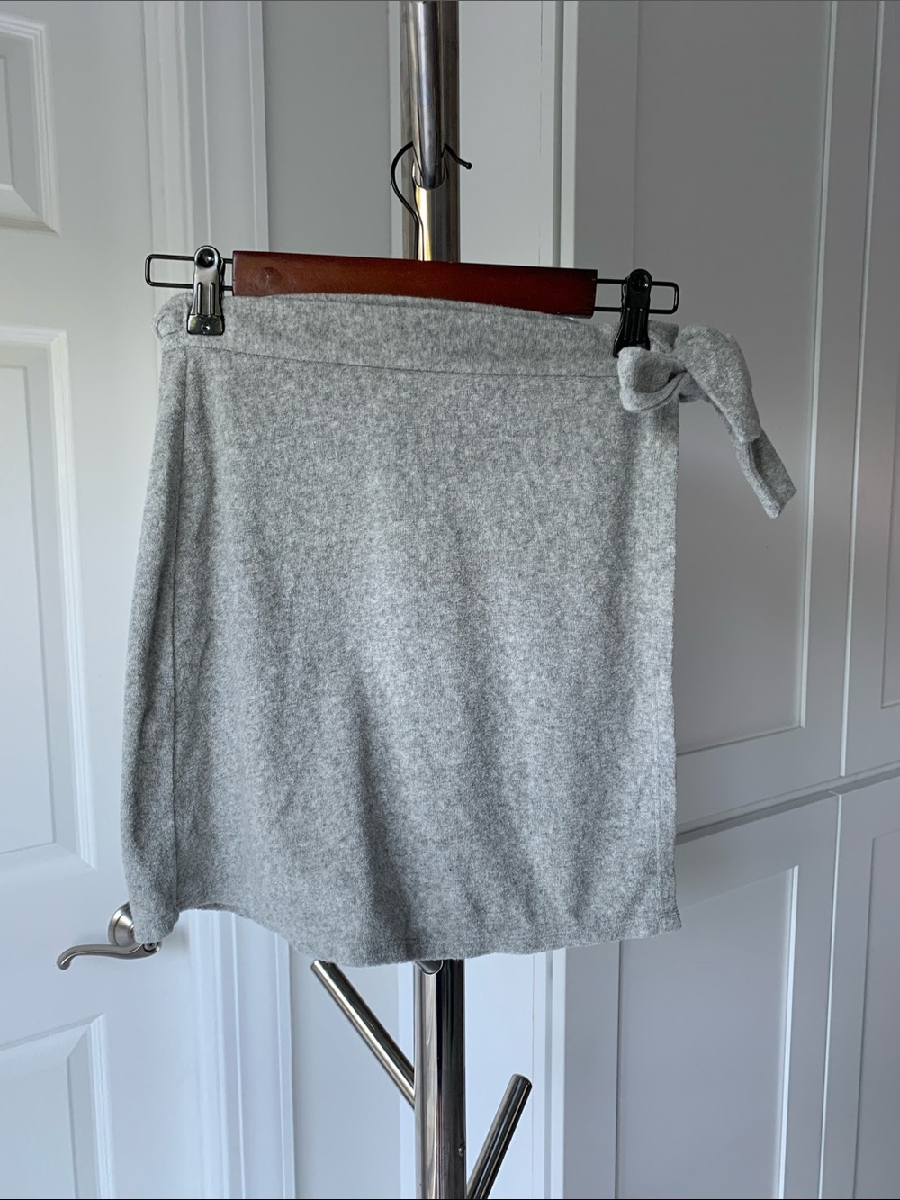 Reformation Jeans Heather Gray Terry Wrap Mini Skirt, Size S.